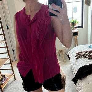 Lanvin Pink Sleeveless Top with lavish collar